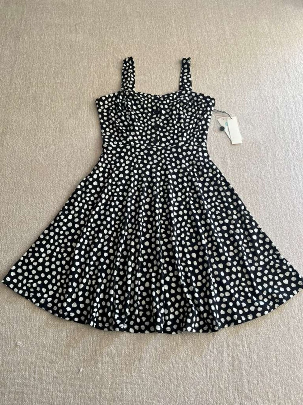 NWT Nine Britton Black White Polka Dot Fit & Flare Dress - Picture 2 of 7